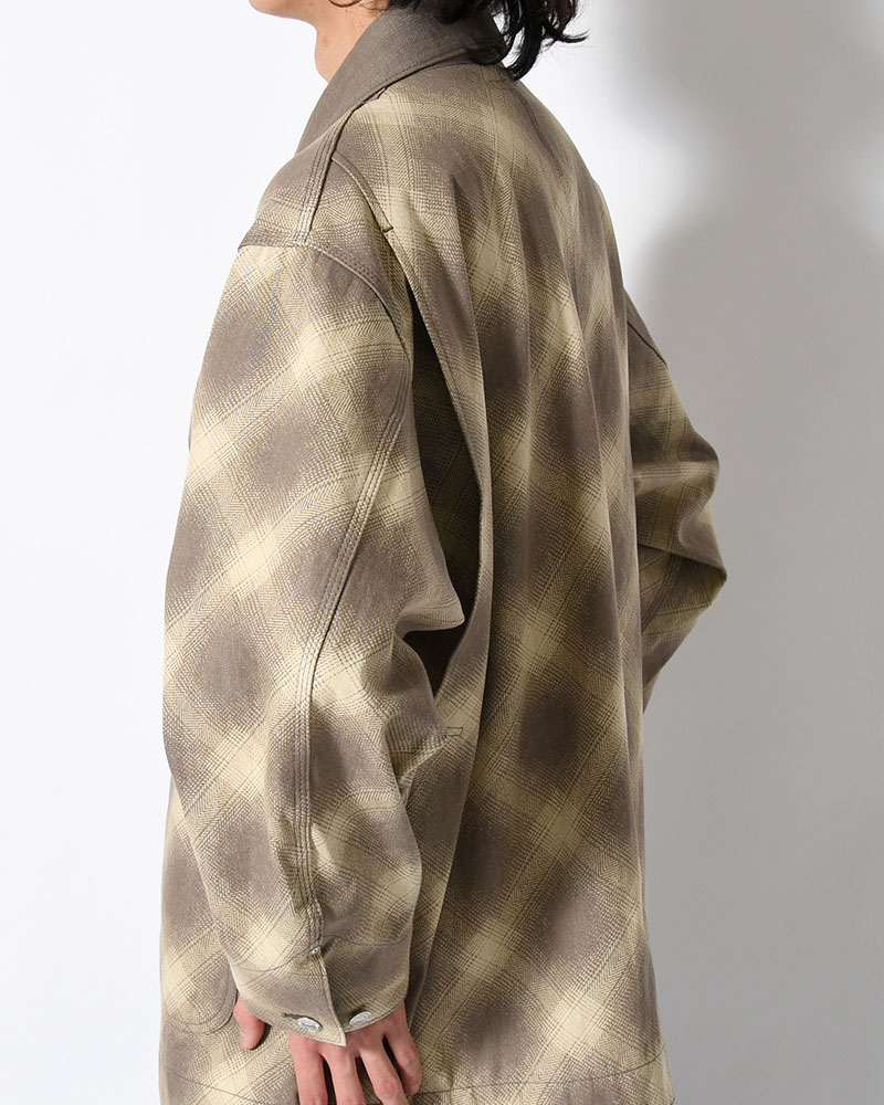 OMBRE CHECK MICHIGAN CHORE COAT -Discharge printing- -GRAY-