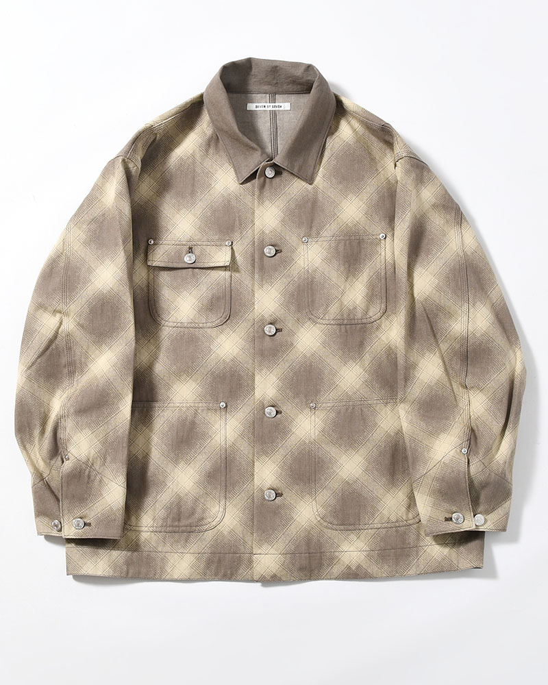 OMBRE CHECK MICHIGAN CHORE COAT -Discharge printing- -GRAY-