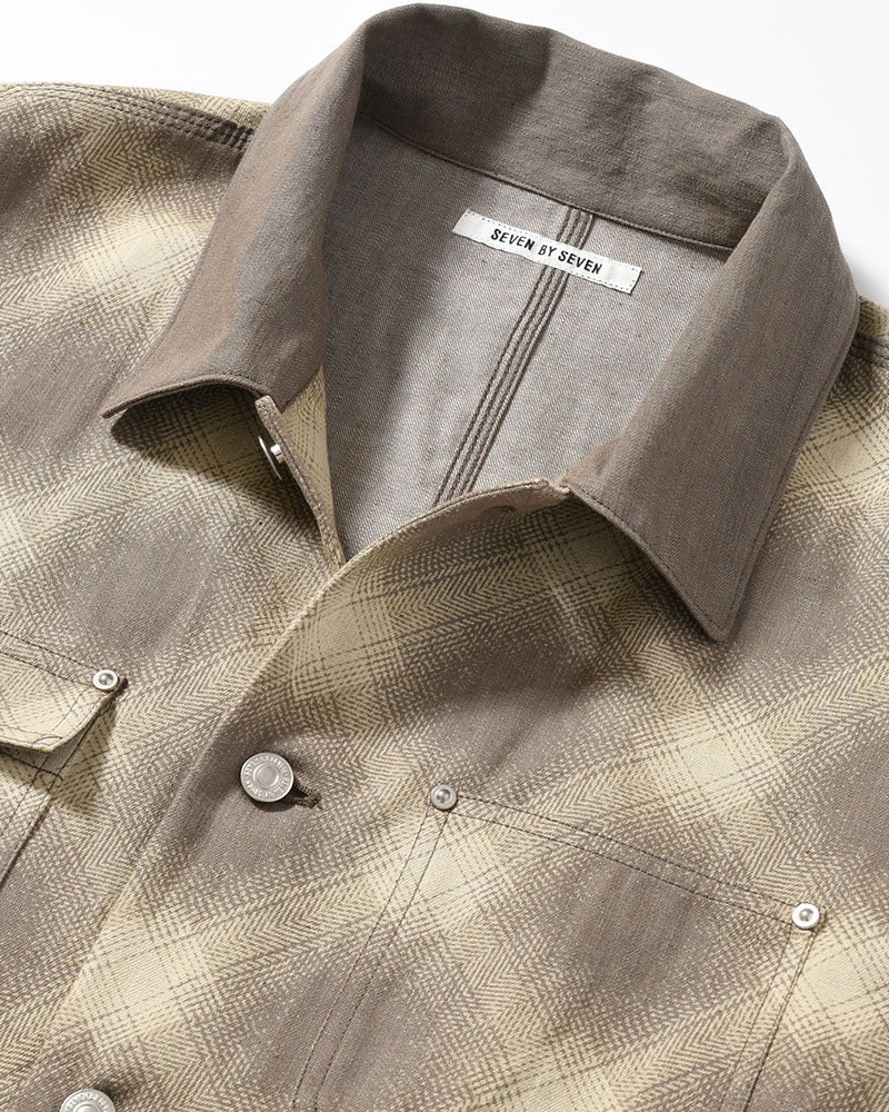 OMBRE CHECK MICHIGAN CHORE COAT -Discharge printing- -GRAY-