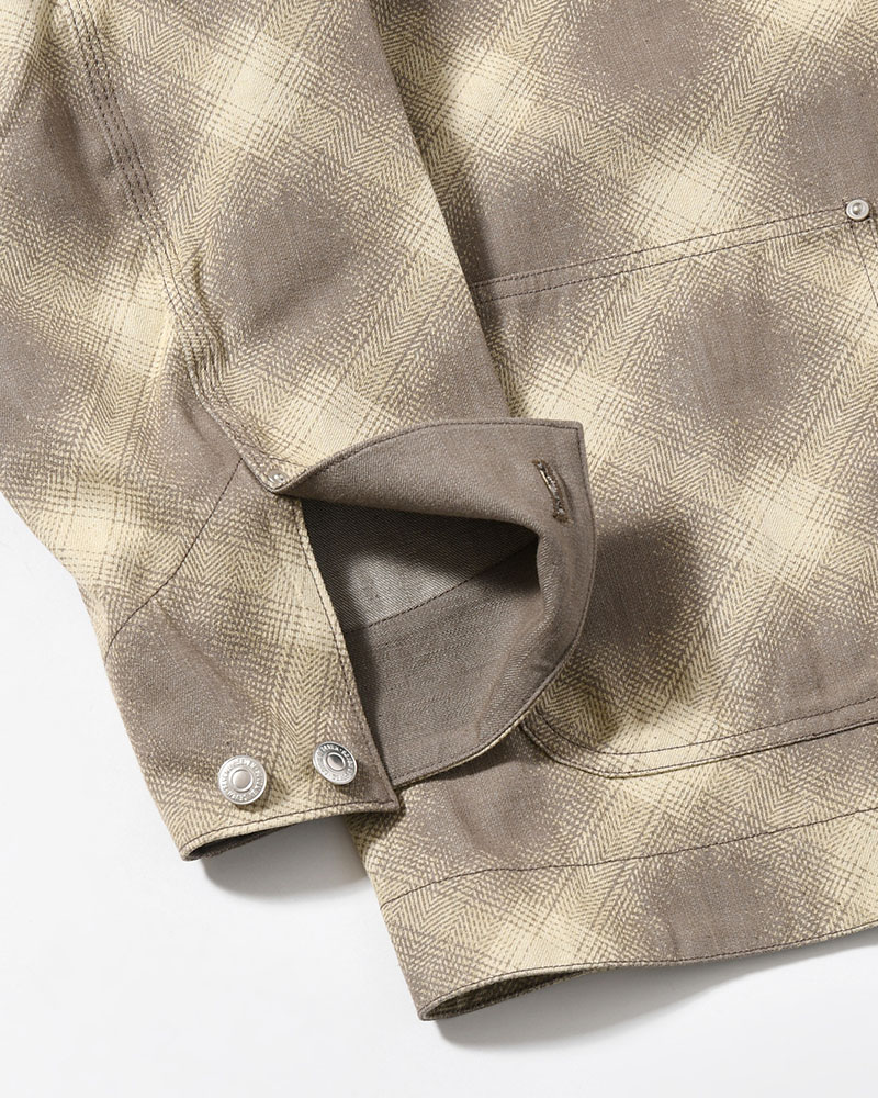 OMBRE CHECK MICHIGAN CHORE COAT -Discharge printing- -GRAY-