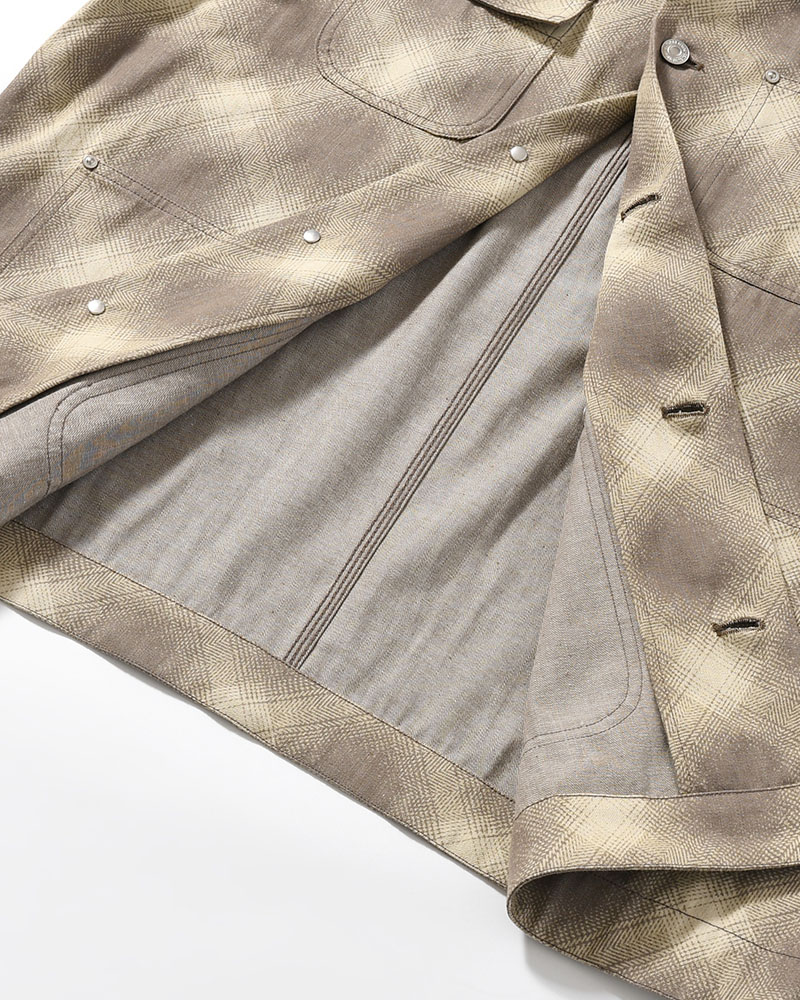 OMBRE CHECK MICHIGAN CHORE COAT -Discharge printing- -GRAY-