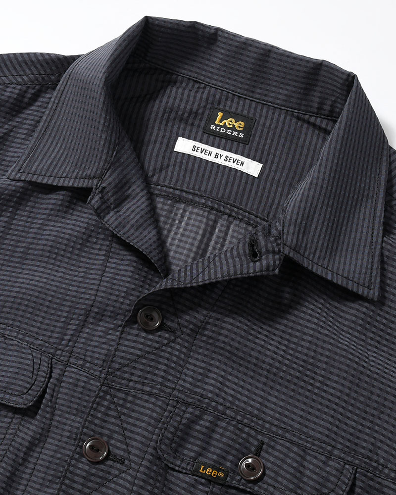 SHEER COWBOY JACKET -Gingham Check Indian fabric- -BLACK-