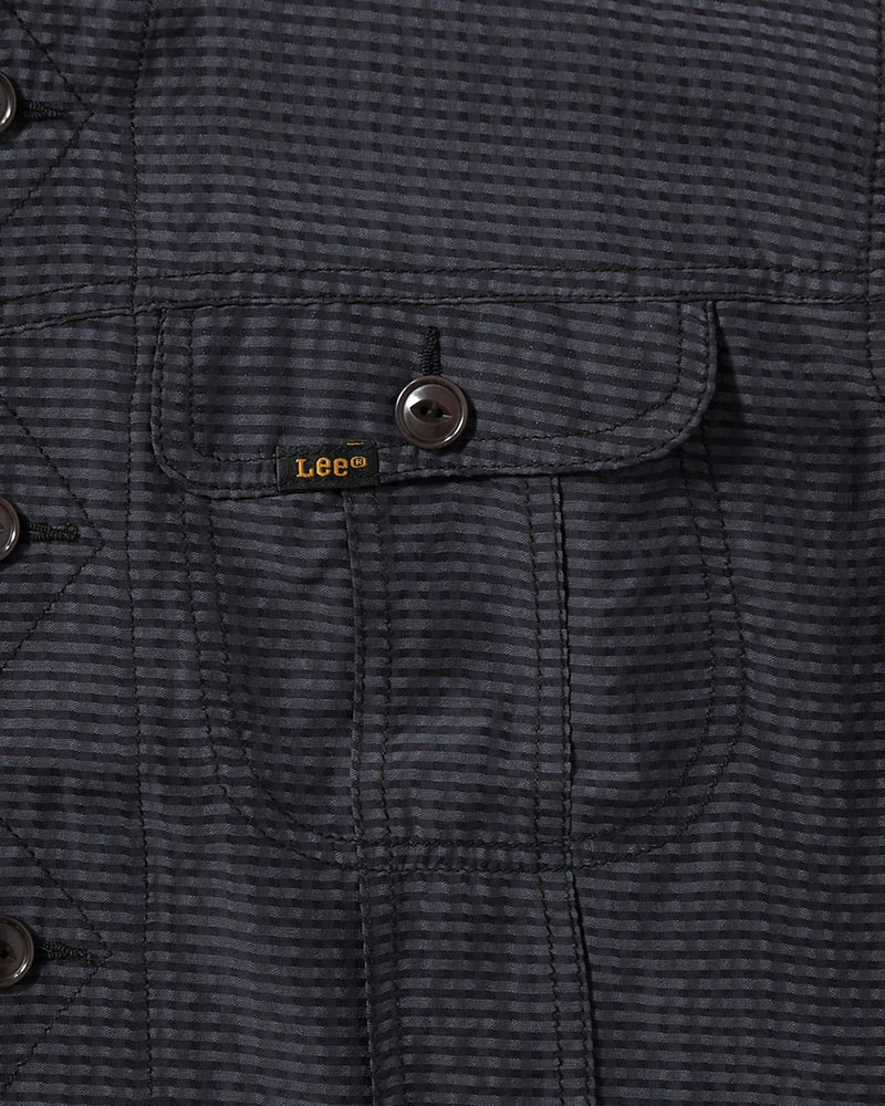 SHEER COWBOY JACKET -Gingham Check Indian fabric- -BLACK-