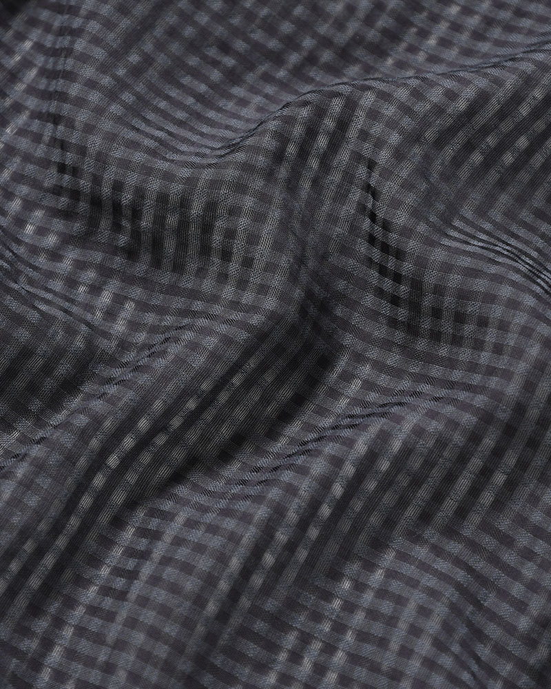 SHEER COWBOY JACKET -Gingham Check Indian fabric- -BLACK-
