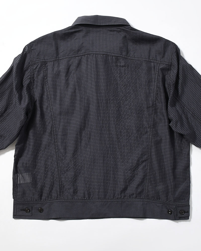 SHEER COWBOY JACKET -Gingham Check Indian fabric- -BLACK-