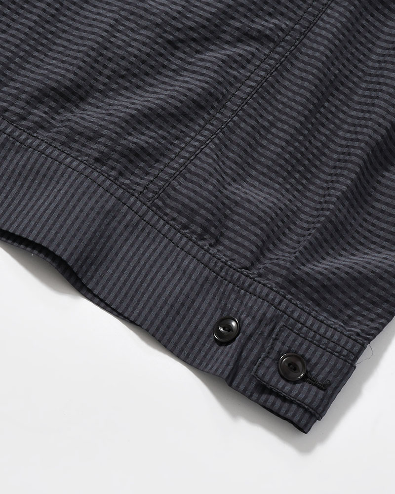 SHEER COWBOY JACKET -Gingham Check Indian fabric- -BLACK-