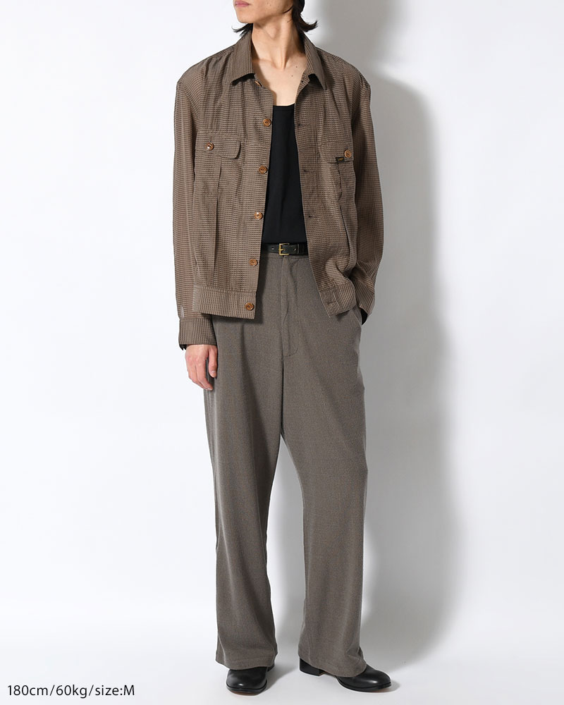 SHEER COWBOY JACKET -Gingham Check Indian fabric- -GREIGE-