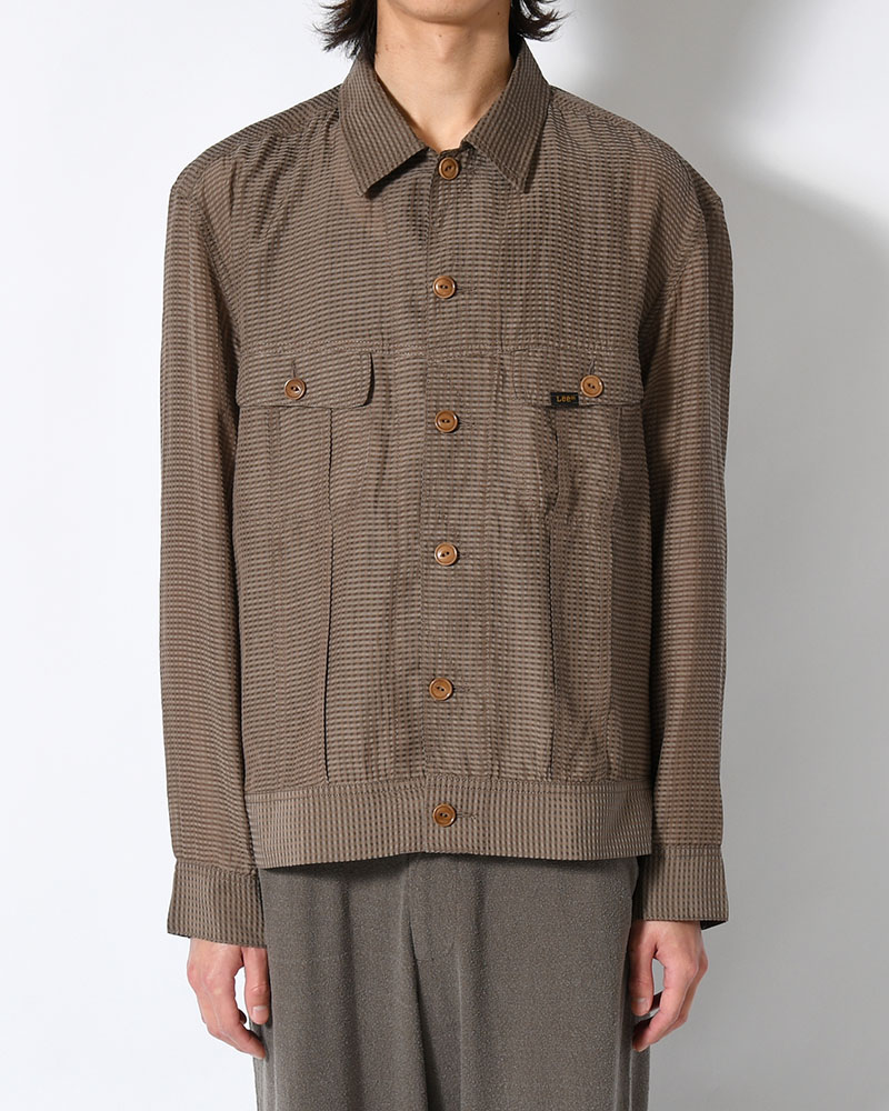 SHEER COWBOY JACKET -Gingham Check Indian fabric- -GREIGE-