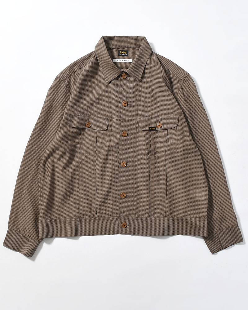 SHEER COWBOY JACKET -Gingham Check Indian fabric- -GREIGE-