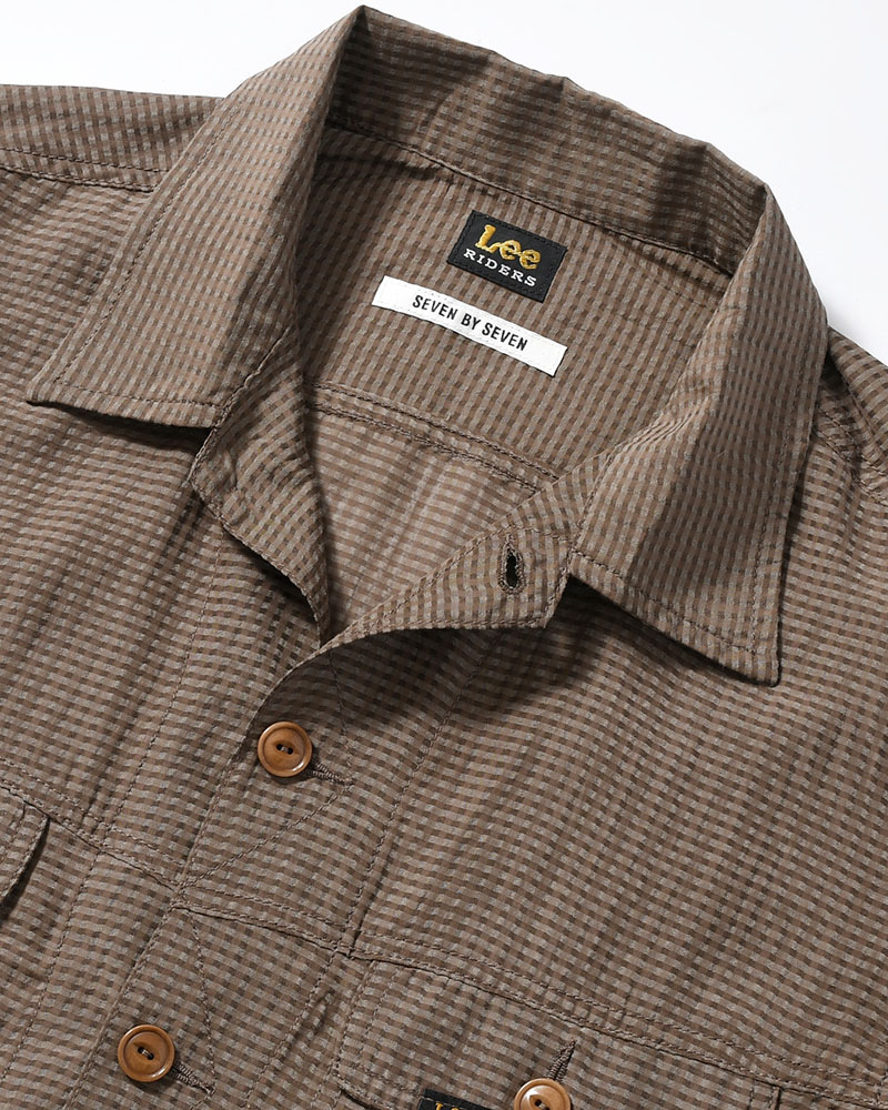 SHEER COWBOY JACKET -Gingham Check Indian fabric- -GREIGE-