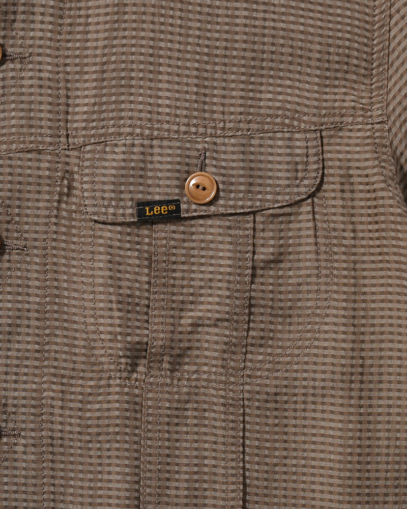 SHEER COWBOY JACKET -Gingham Check Indian fabric- -GREIGE-