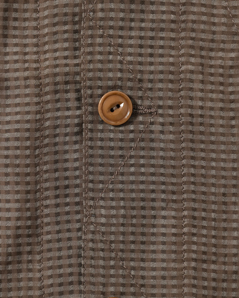 SHEER COWBOY JACKET -Gingham Check Indian fabric- -GREIGE-