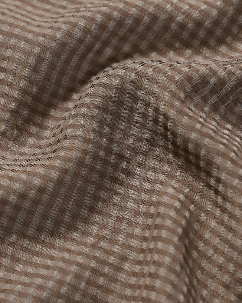 SHEER COWBOY JACKET -Gingham Check Indian fabric- -GREIGE-