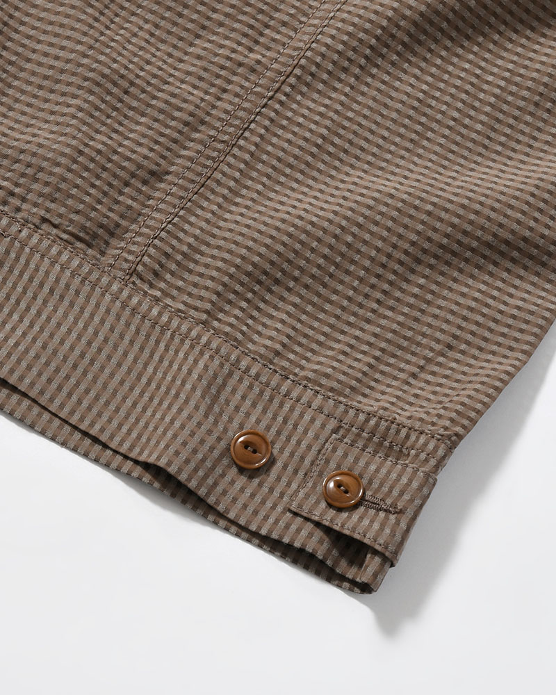 SHEER COWBOY JACKET -Gingham Check Indian fabric- -GREIGE-
