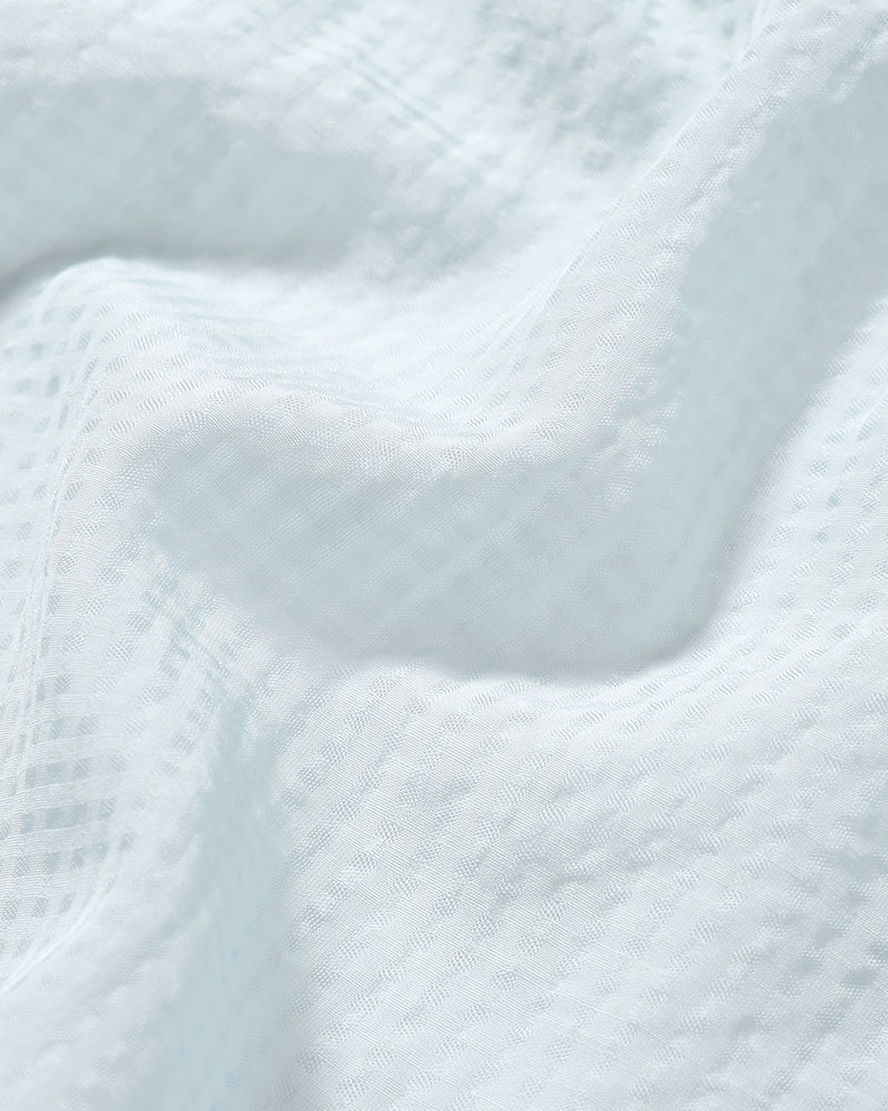 SHEER OPEN COLLAR SHIRTS L/S -Gingham Check Indian fabric- -BLUE-