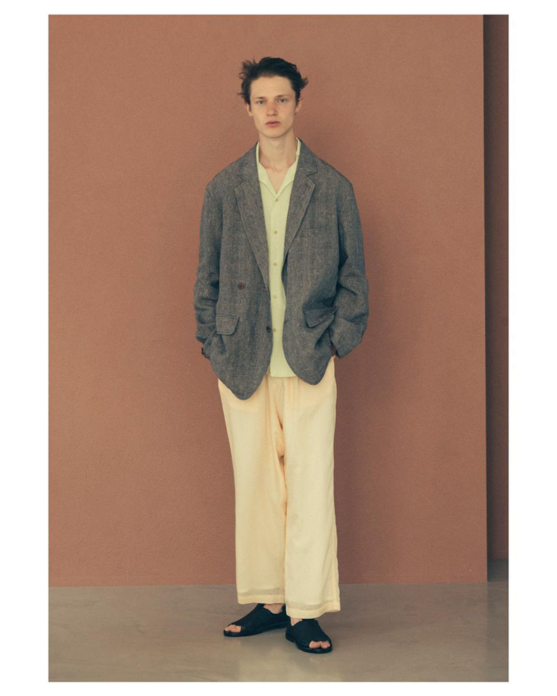 SHEER OPEN COLLAR SHIRTS L/S -Gingham Check Indian fabric- -GREEN-