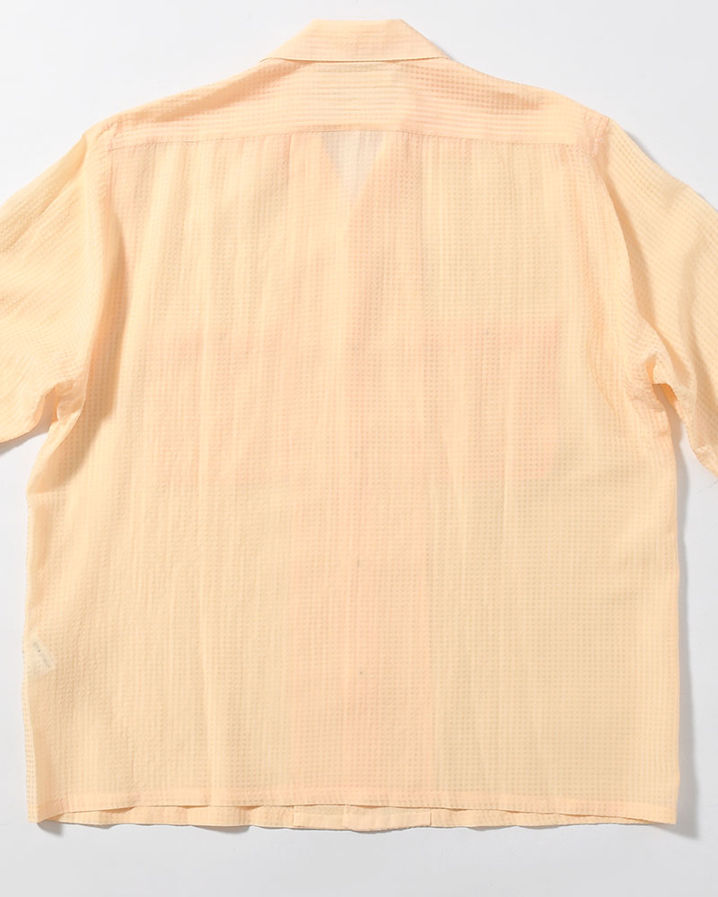 SHEER OPEN COLLAR SHIRTS L/S -Gingham Check Indian fabric- -YELLOW-
