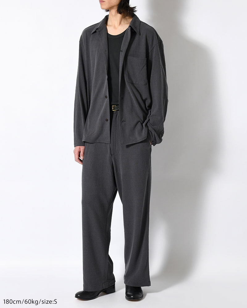 SHIRTS JACKET -Silk noil Jersey -GRAISH NAVY-