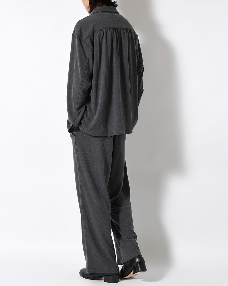 SHIRTS JACKET -Silk noil Jersey -GRAISH NAVY-