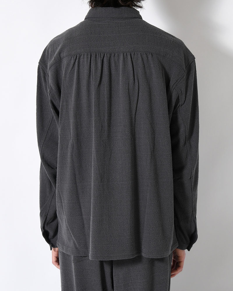 SHIRTS JACKET -Silk noil Jersey -GRAISH NAVY-