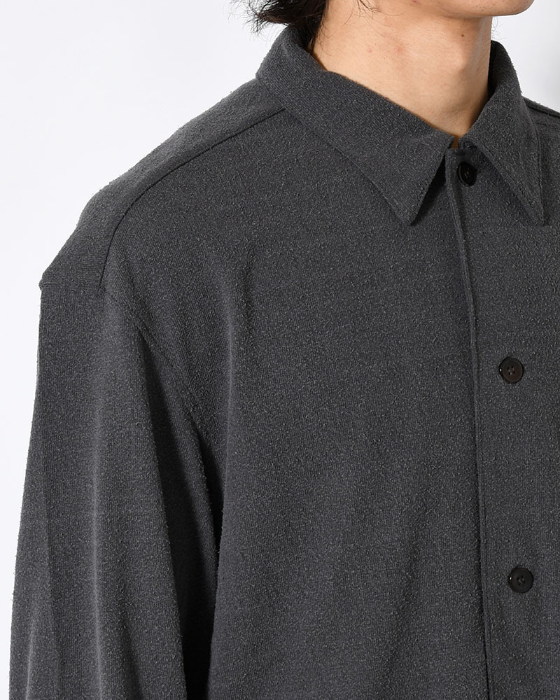 SHIRTS JACKET -Silk noil Jersey -GRAISH NAVY-