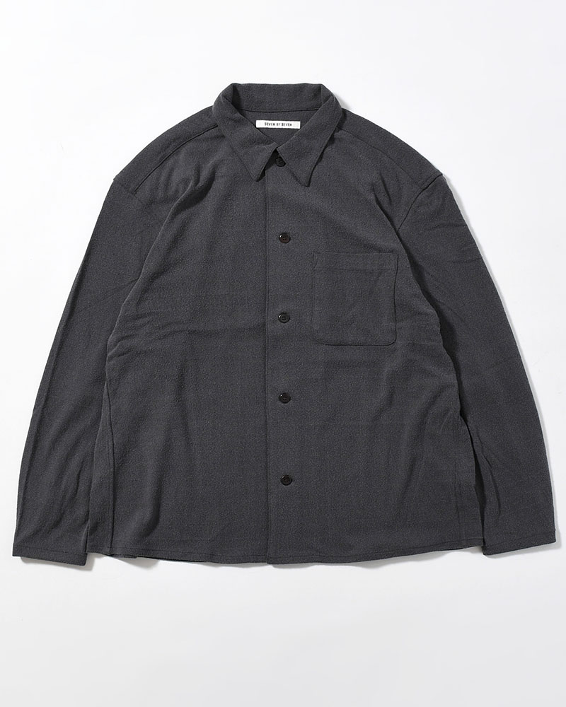 SHIRTS JACKET -Silk noil Jersey -GRAISH NAVY-