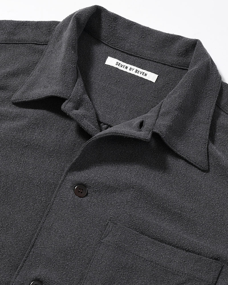 SHIRTS JACKET -Silk noil Jersey -GRAISH NAVY-