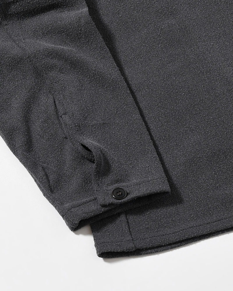 SHIRTS JACKET -Silk noil Jersey -GRAISH NAVY-