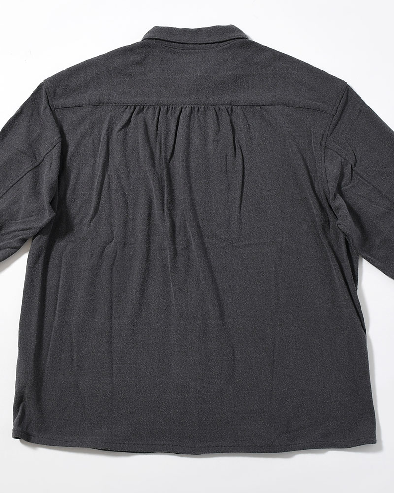 SHIRTS JACKET -Silk noil Jersey -GRAISH NAVY-