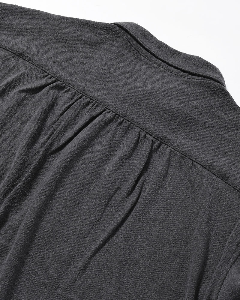 SHIRTS JACKET -Silk noil Jersey -GRAISH NAVY-