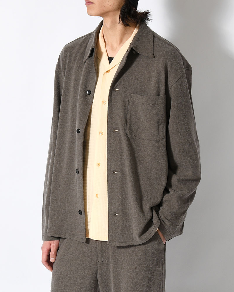 SHIRTS JACKET -Silk noil Jersey -GRAISH BROWN-