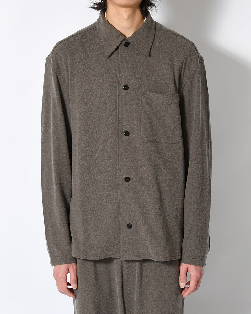 SHIRTS JACKET -Silk noil Jersey -GRAISH BROWN-