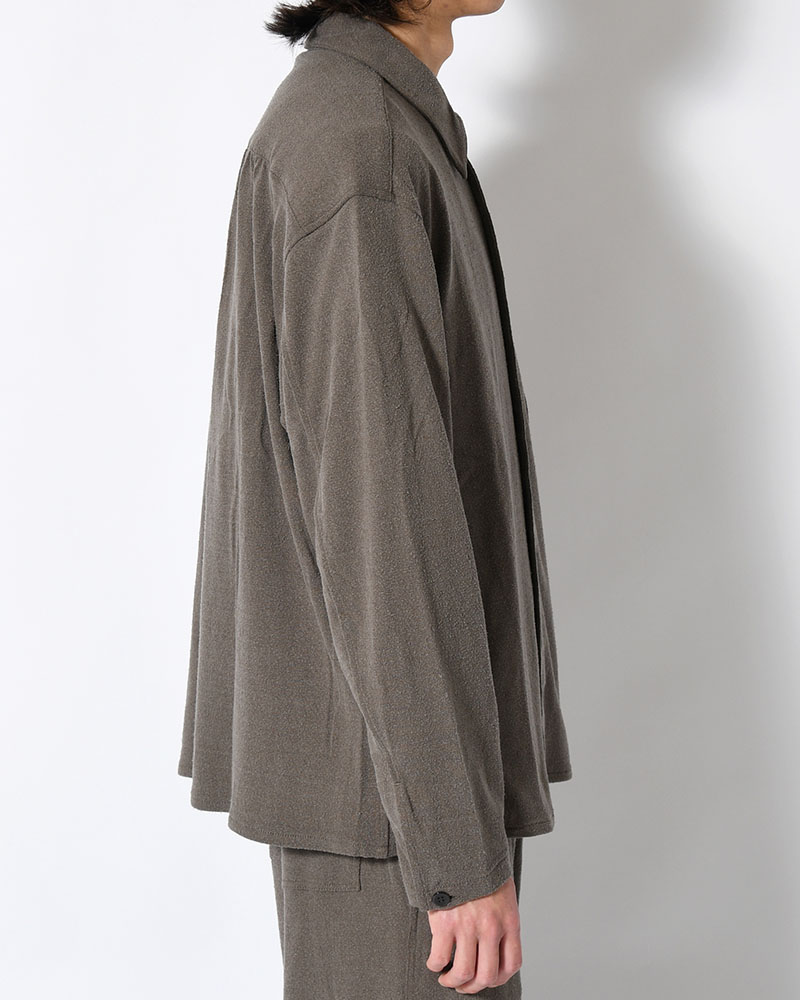 SHIRTS JACKET -Silk noil Jersey -GRAISH BROWN-