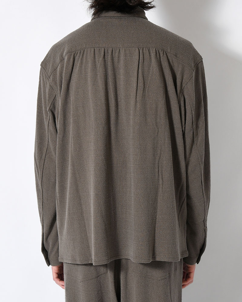 SHIRTS JACKET -Silk noil Jersey -GRAISH BROWN-