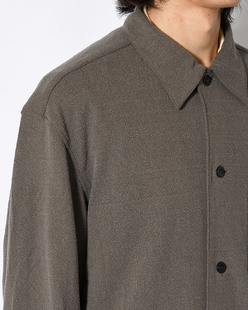 SHIRTS JACKET -Silk noil Jersey -GRAISH BROWN-