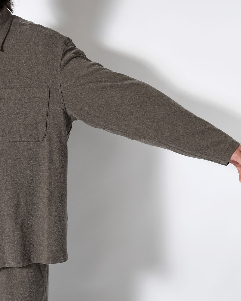 SHIRTS JACKET -Silk noil Jersey -GRAISH BROWN-