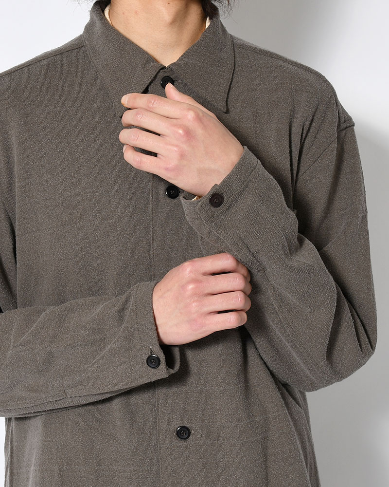 SHIRTS JACKET -Silk noil Jersey -GRAISH BROWN-