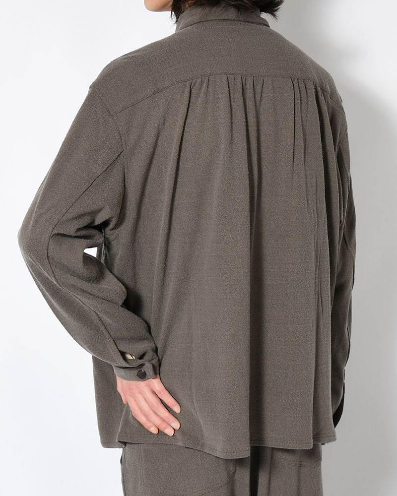 SHIRTS JACKET -Silk noil Jersey -GRAISH BROWN-