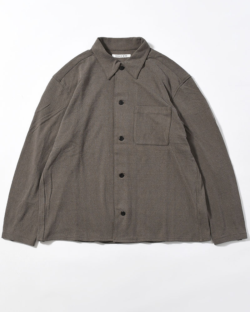SHIRTS JACKET -Silk noil Jersey -GRAISH BROWN-