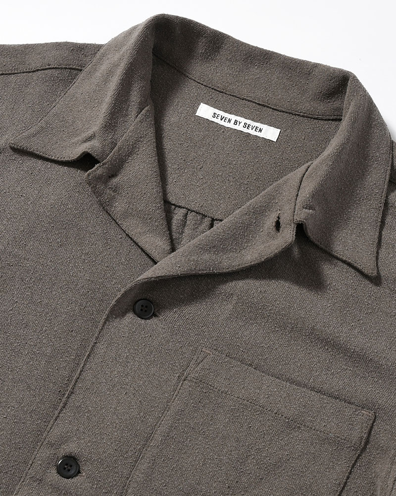 SHIRTS JACKET -Silk noil Jersey -GRAISH BROWN-