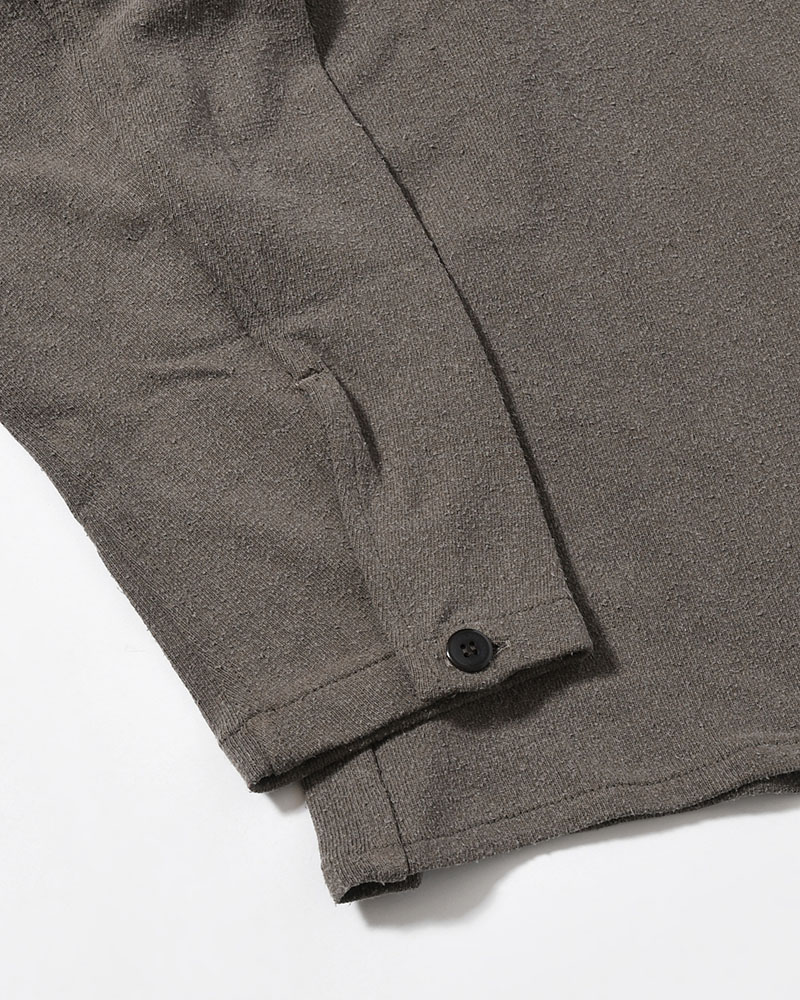 SHIRTS JACKET -Silk noil Jersey -GRAISH BROWN-