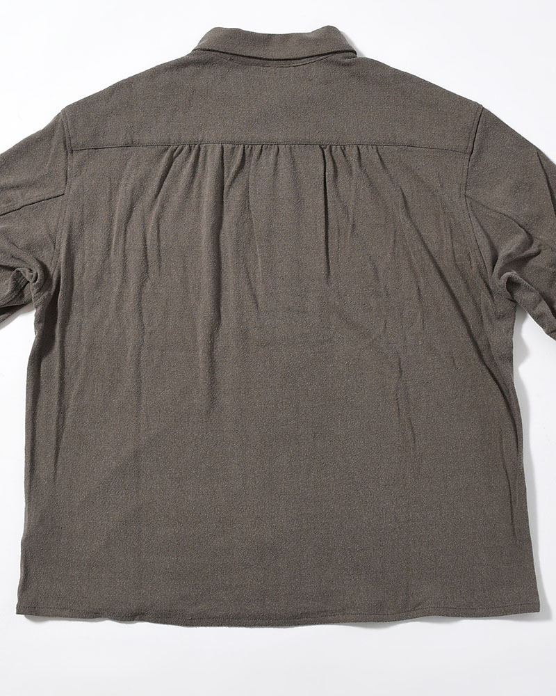 SHIRTS JACKET -Silk noil Jersey -GRAISH BROWN-