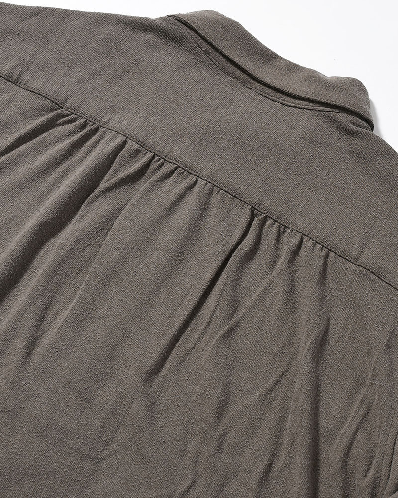 SHIRTS JACKET -Silk noil Jersey -GRAISH BROWN-