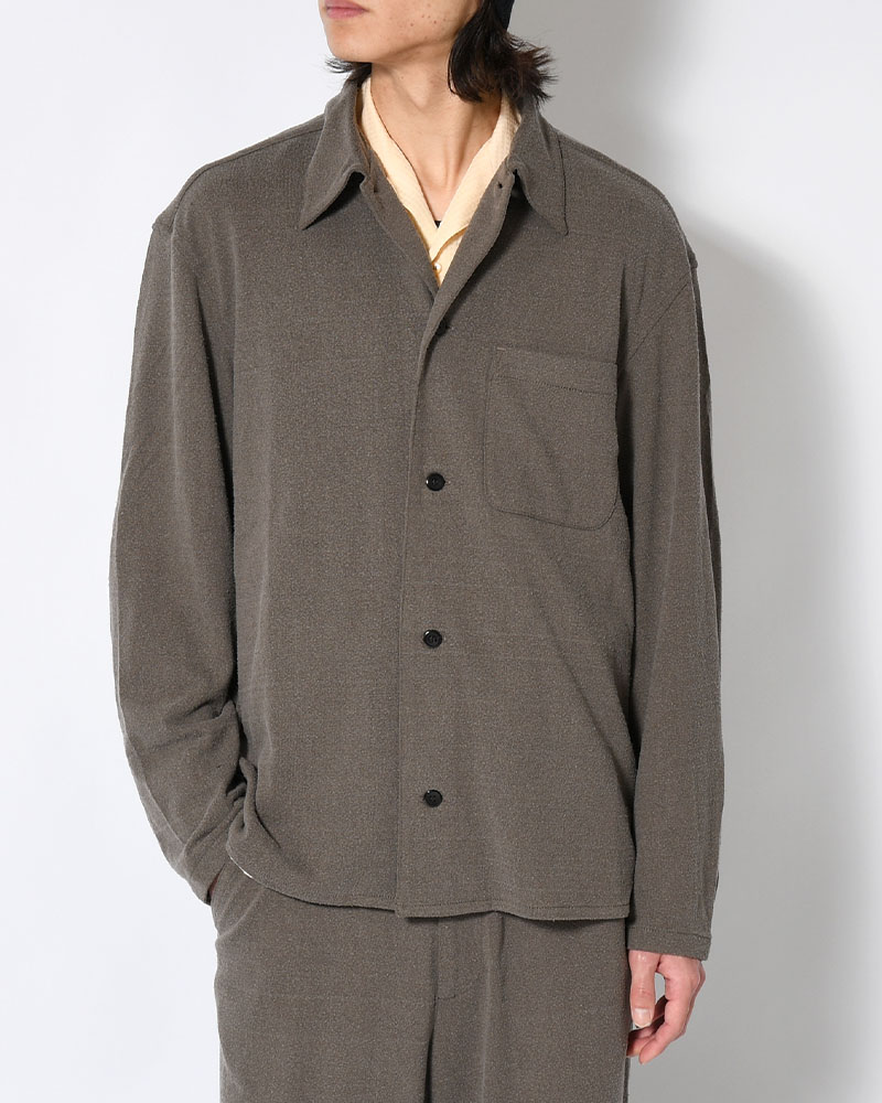 SHIRTS JACKET -Silk noil Jersey -GRAISH BROWN-