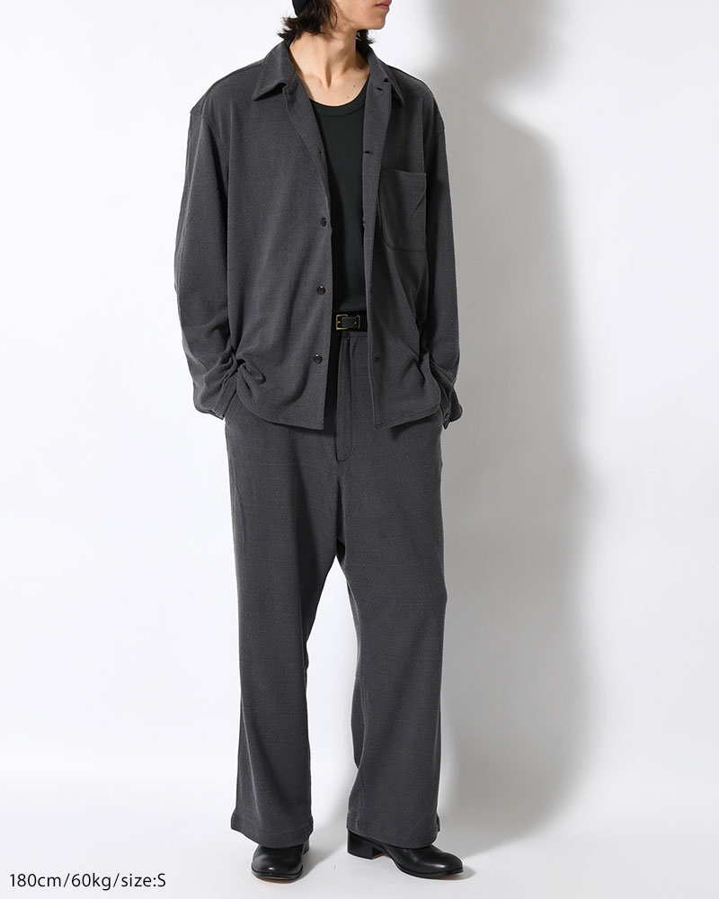 EASY TROUSERS -Silk noil Jersey -GRAISH NAVY-
