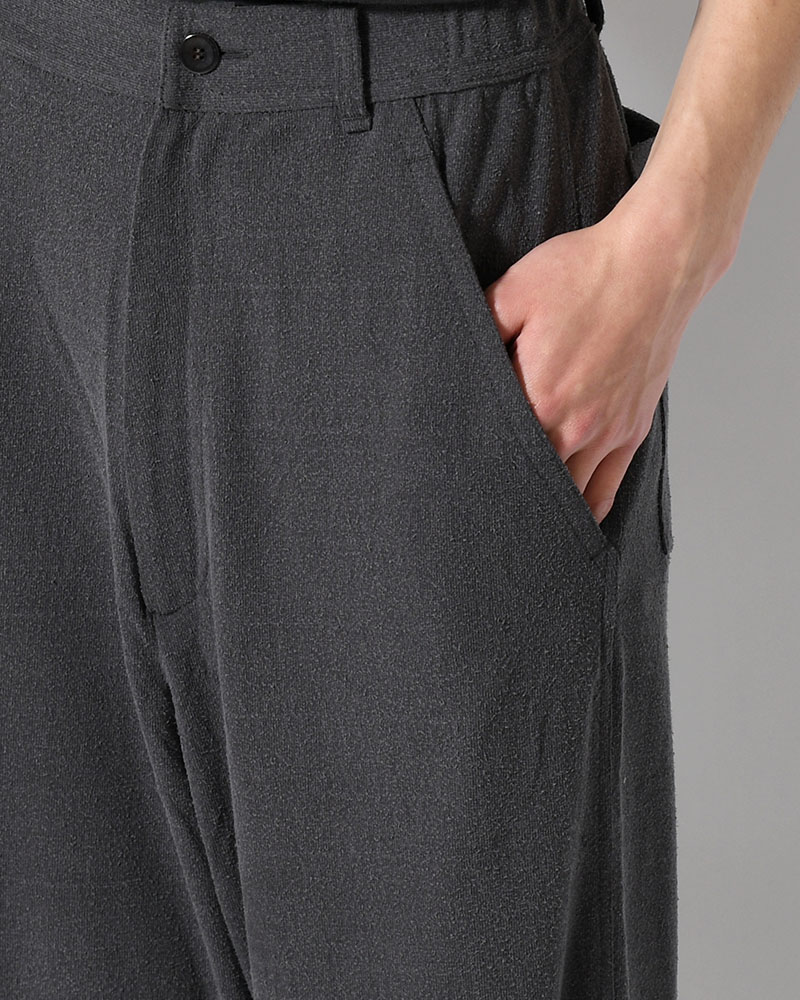 EASY TROUSERS -Silk noil Jersey -GRAISH NAVY-