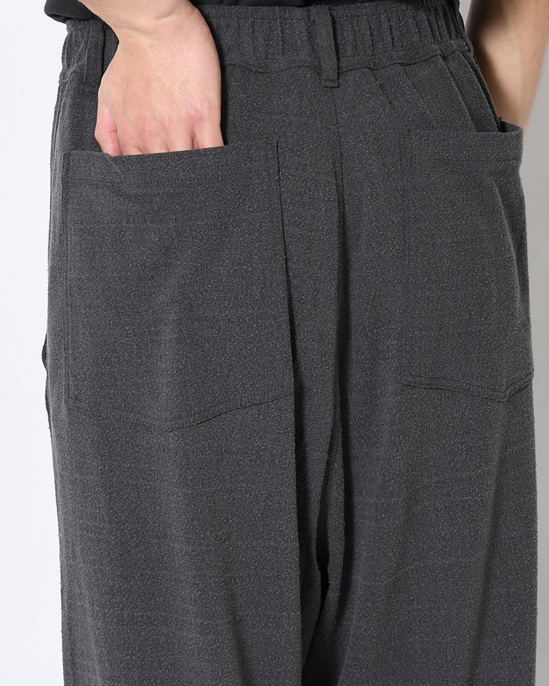 EASY TROUSERS -Silk noil Jersey -GRAISH NAVY-