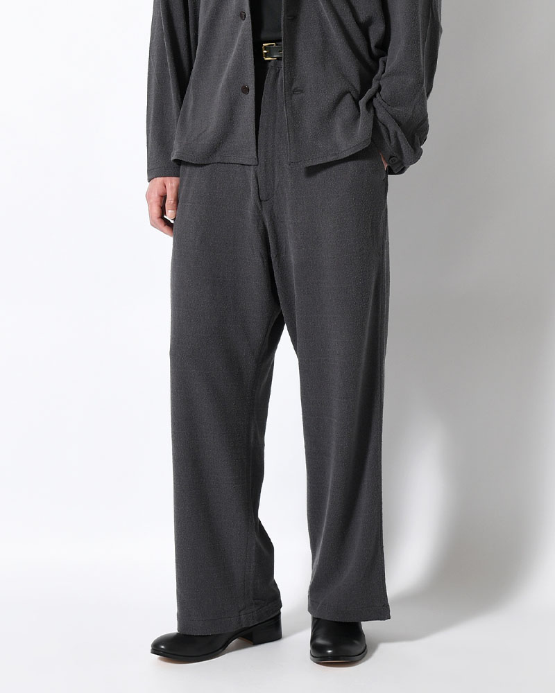 EASY TROUSERS -Silk noil Jersey -GRAISH NAVY-