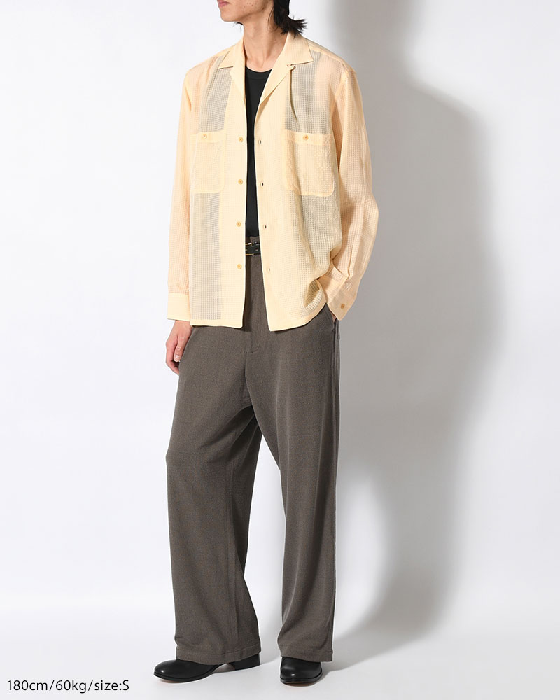 EASY TROUSERS -Silk noil Jersey -GRAISH BROWN-