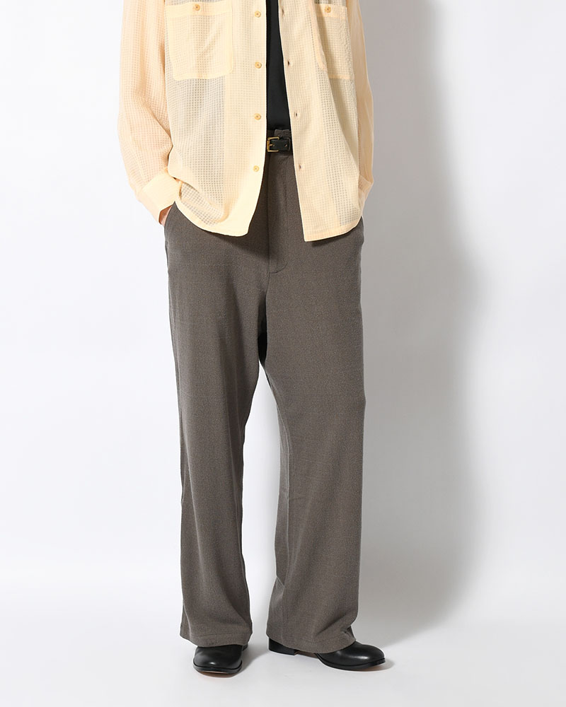 EASY TROUSERS -Silk noil Jersey -GRAISH BROWN-